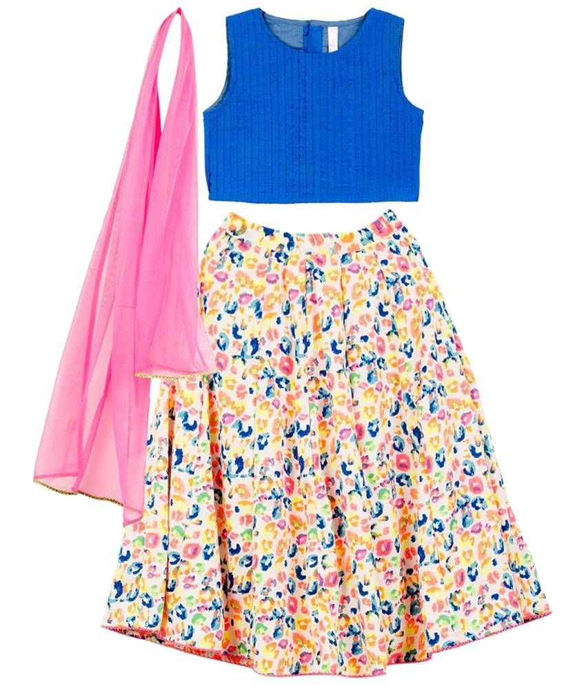 blue and pink ghagra