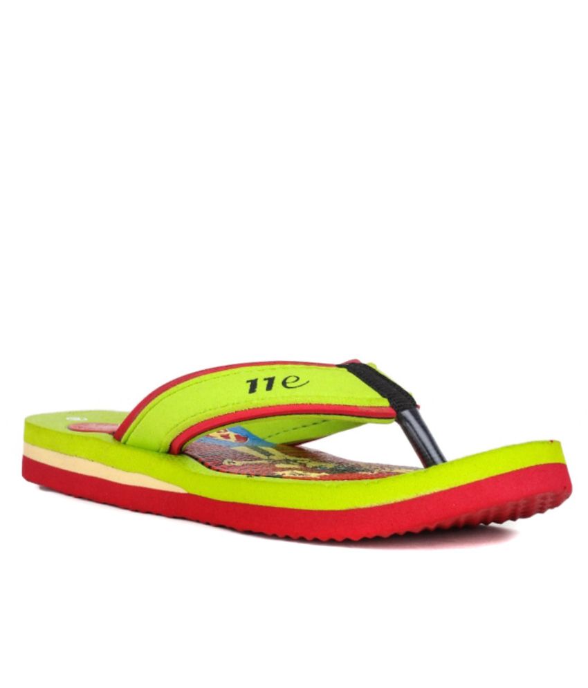 bright green flip flops