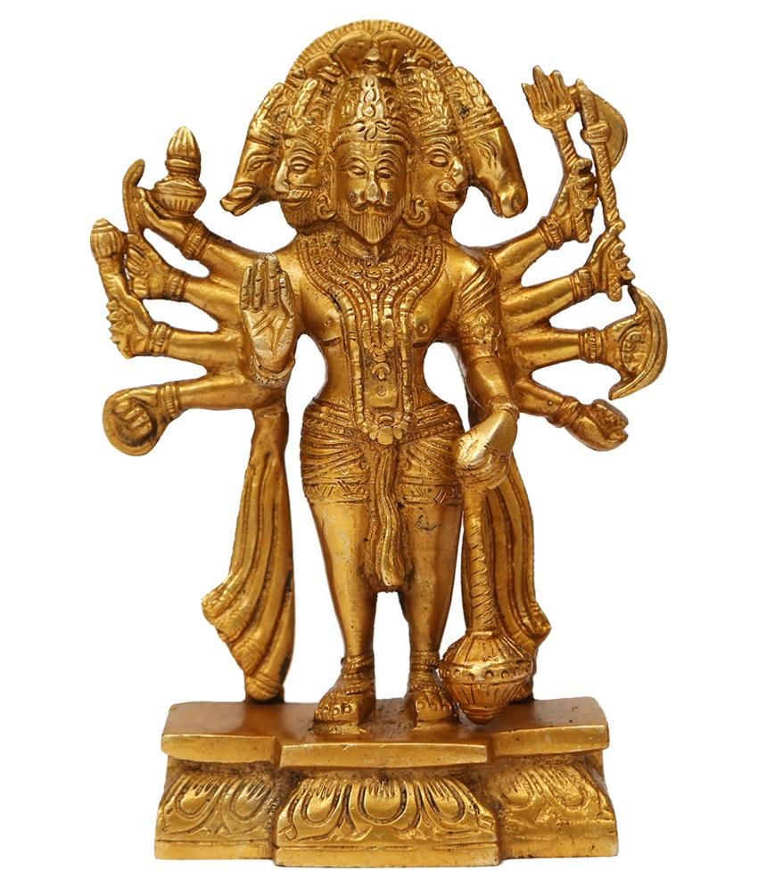 Craftartz Golden Brass Panchmukhi Hanuman Standing Idol: Buy Craftartz ...