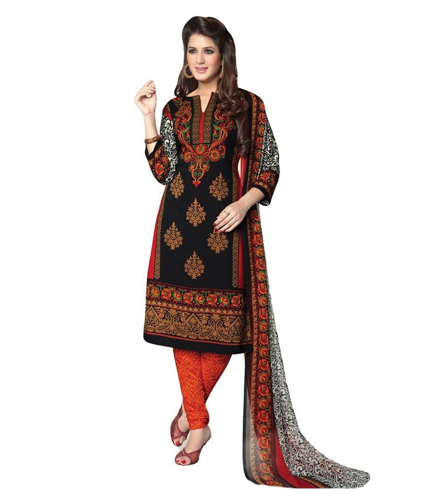 Salwar House Multi Art Crepe Unstitched Dress Material - Buy Salwar ...