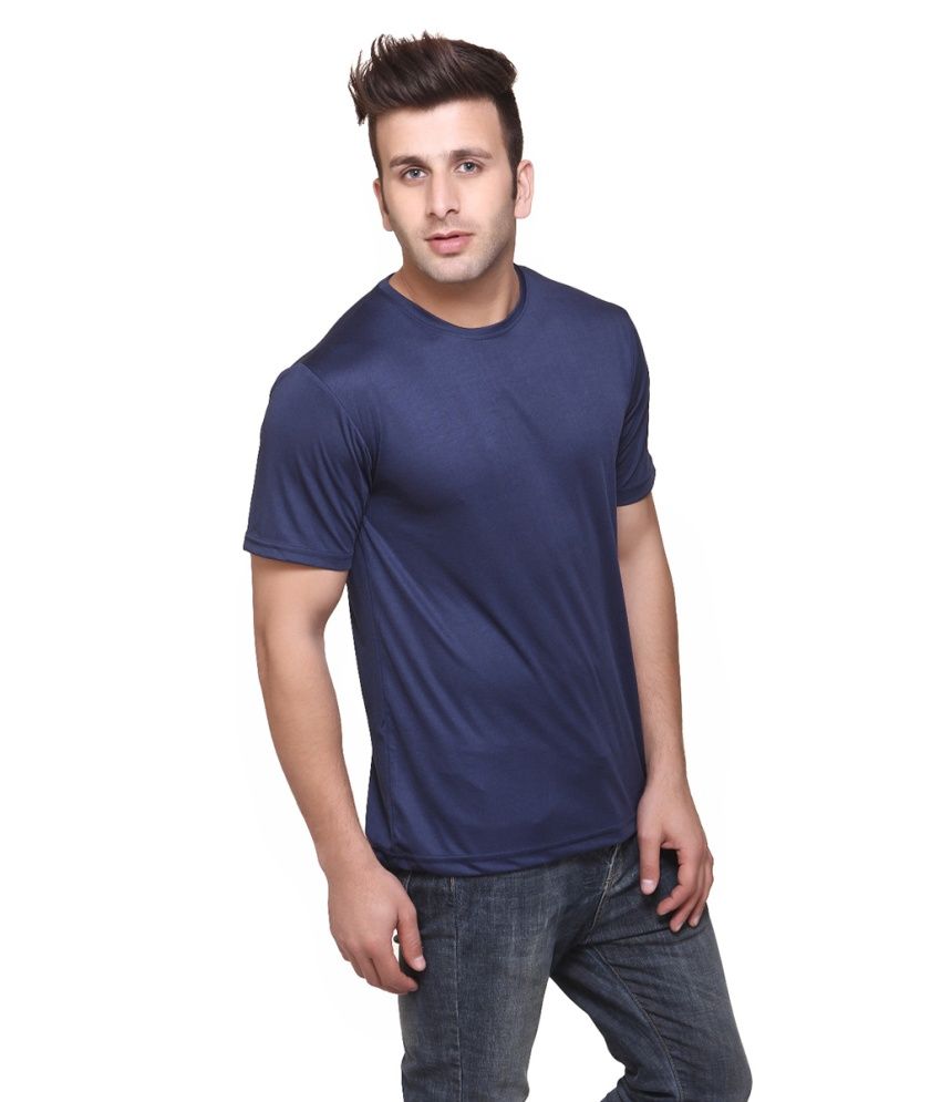     			Funky Guys Polyester Slim Fit Solid Half Sleeves Men's Round T-Shirt - Navy Blue ( Pack of 1 )