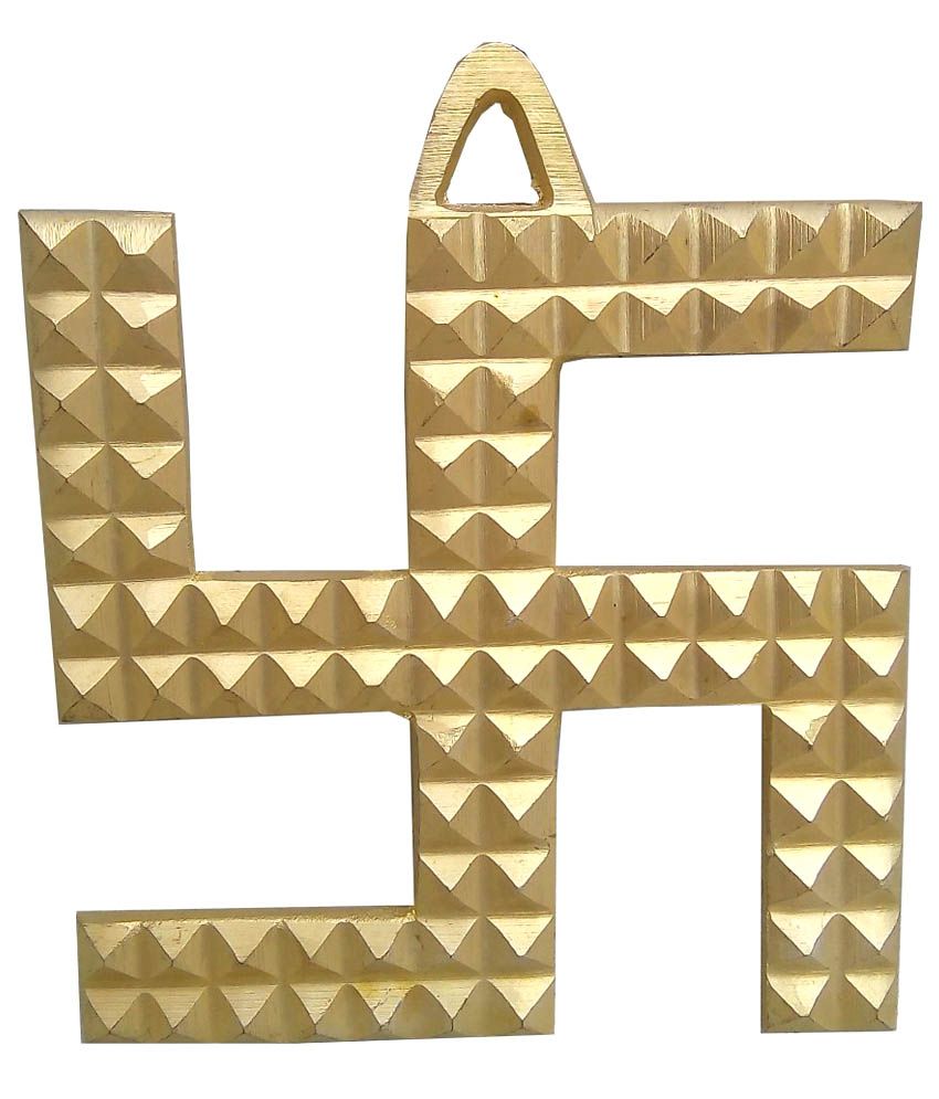     			Decor8 Brass Golden Pyramid Swastik Wall Mountable Vaastu Compliant