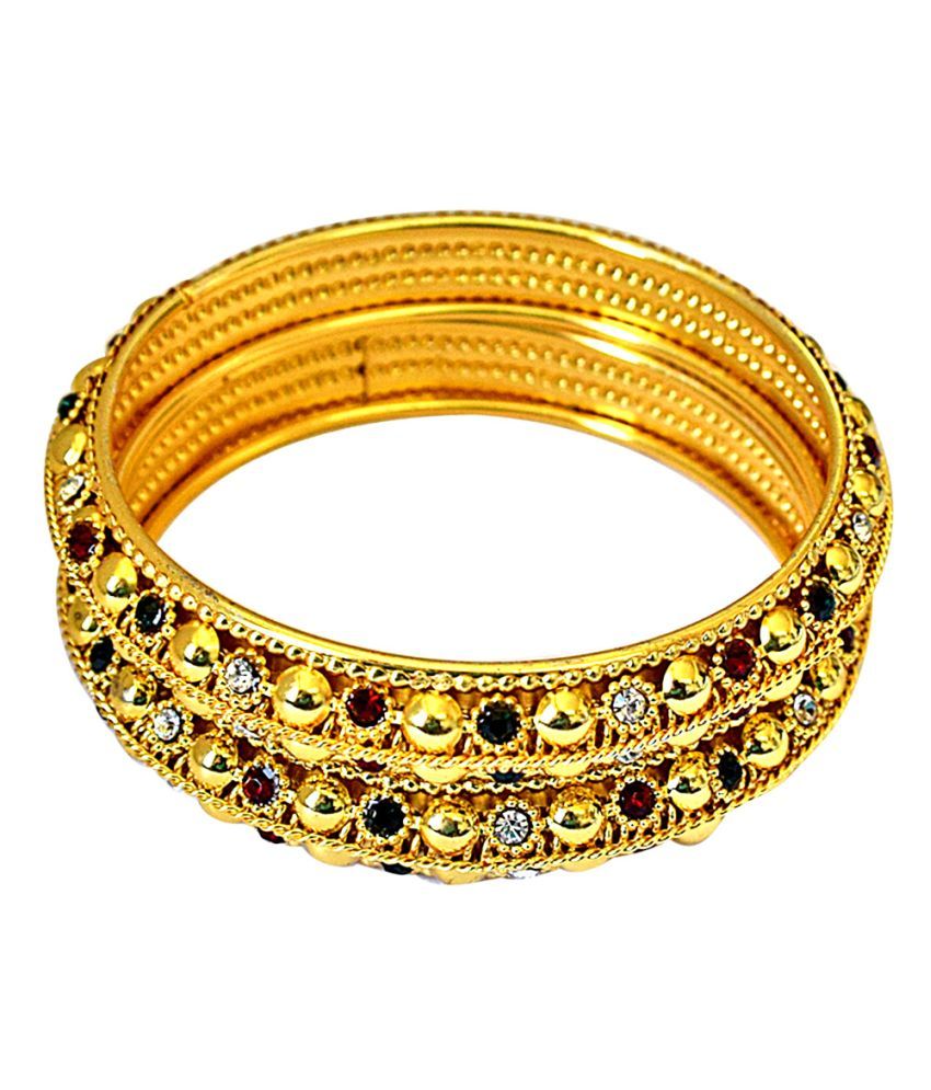 Surat Diamonds Gold Plated Golden Bangle Set: Buy Surat Diamonds Gold 