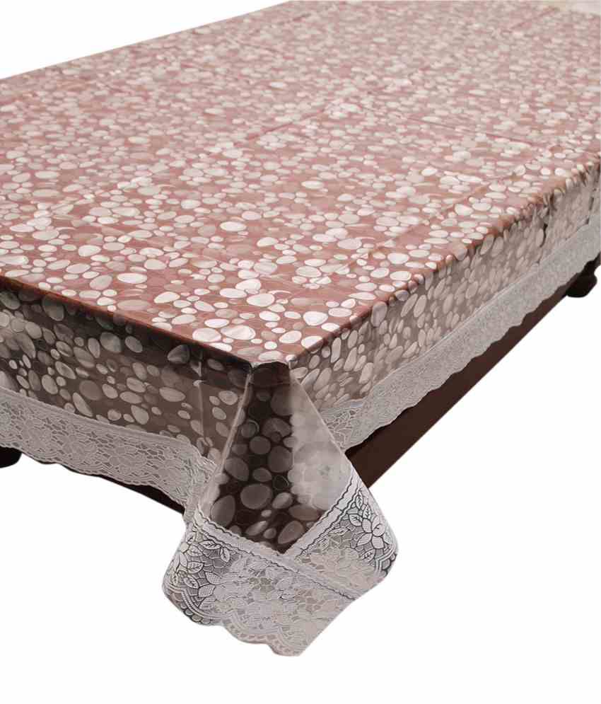     			E-Retailer'S Stylish Coin Transparent With Silver Small Lace Center Table Cover