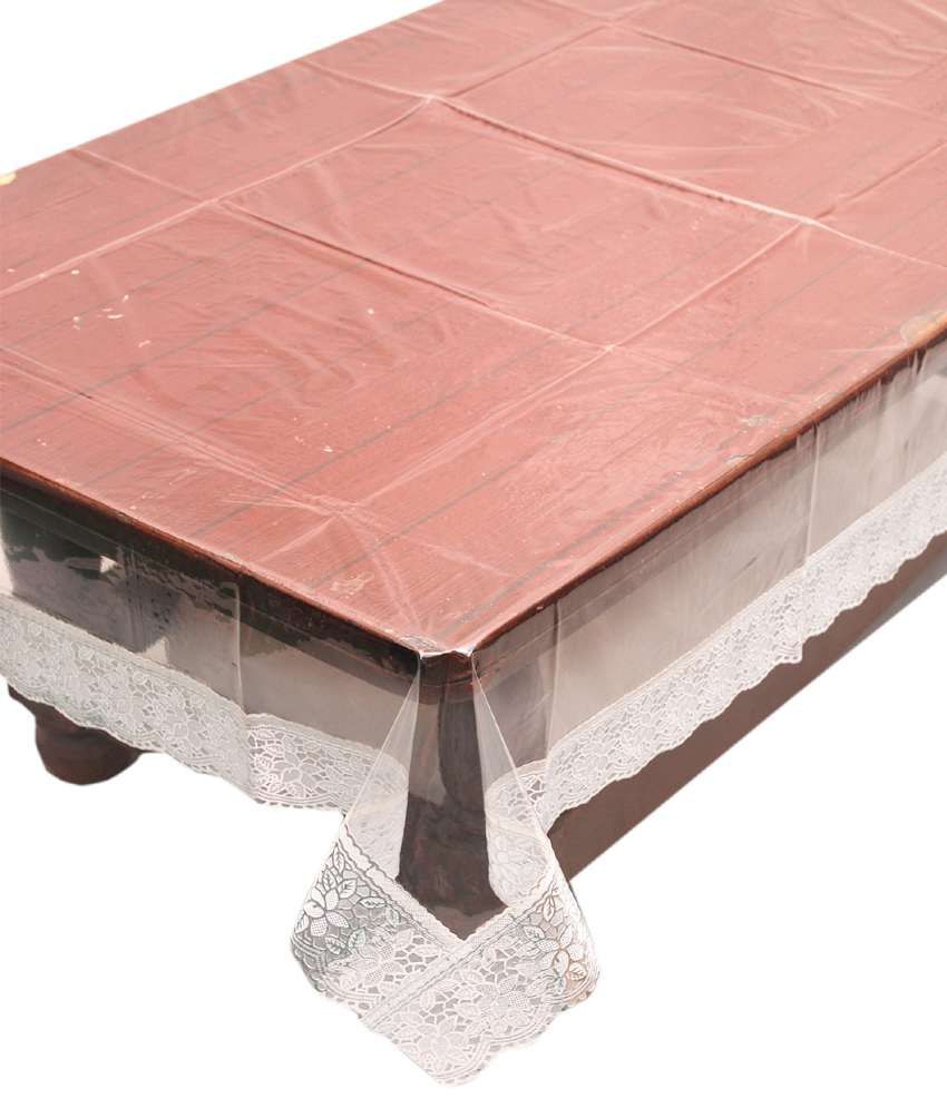     			E-Retailer'S Stylish Transparent With Silver Lace Center Table Cover