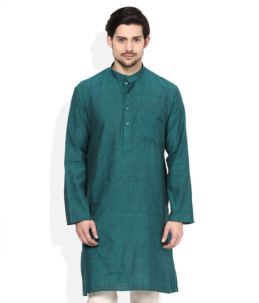 Manyavar Green Short Kurta - Buy Manyavar Green Short Kurta Online at ...