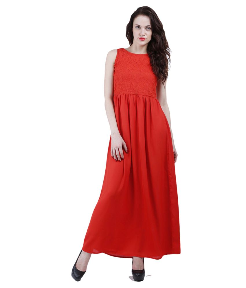 BD Fashion Red Georgette Maxi Dress - Buy BD Fashion Red Georgette Maxi ...