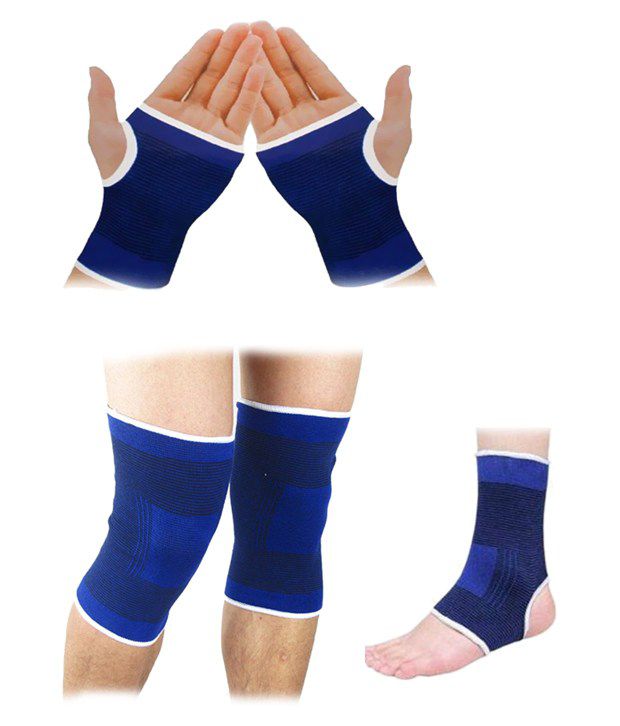    			Sahibuy Blue Palm, Ankle and Knee Support - Combo Of 3