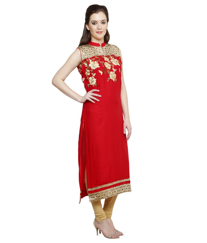 HS Garments Red Poly Rayon Kurti Buy HS Garments Red Poly Rayon Kurti