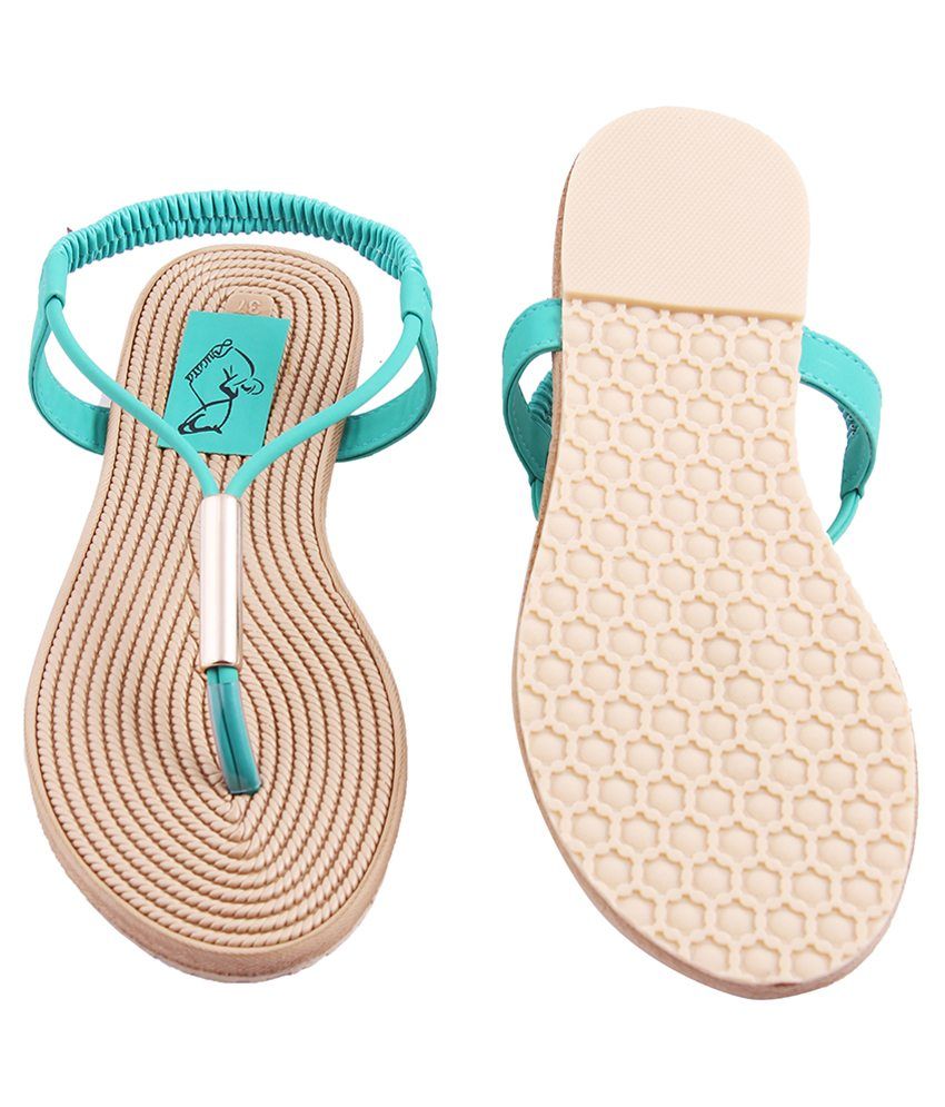 turquoise flat sandals