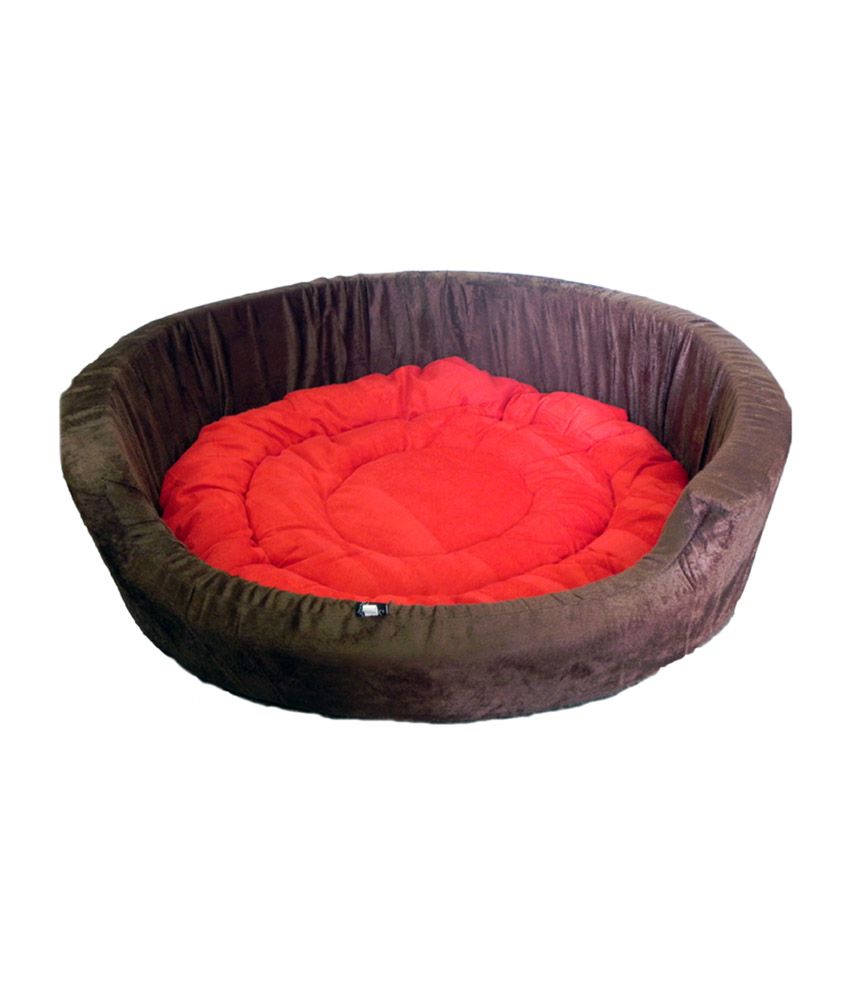 Smarty Pet High Quality Round Foam Brown and Red Dog Bed (Large) Buy Smarty Pet High Quality