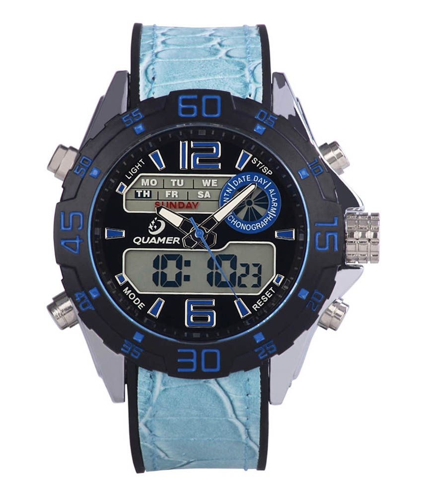 Quamer Black Round AnalogDigital Sports Watch Buy Quamer Black Round
