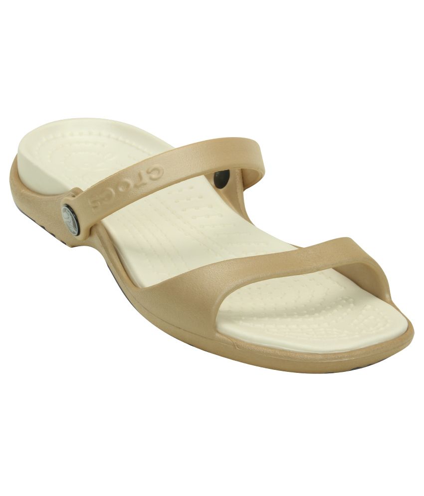 tan crocs flip flops