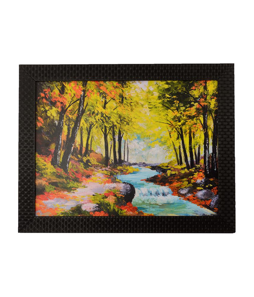     			eCraftIndia Colourful River Flow View with Satin Matt Texture and Framed UV Art Print