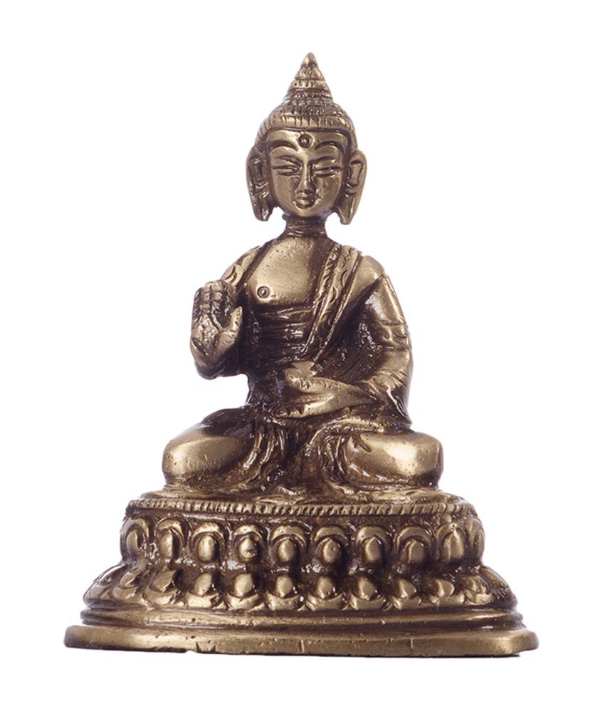     			eCraftIndia Golden Meditating Buddha
