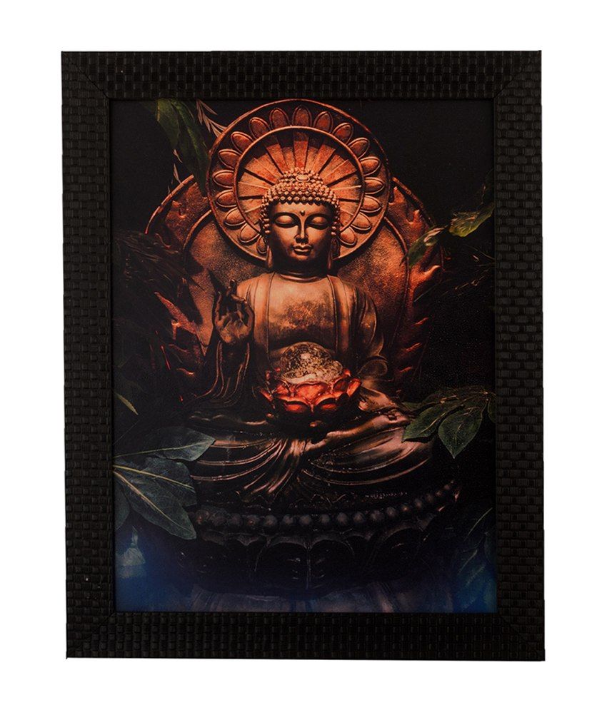     			eCraftIndia Maroon Spiritual Buddha with Satin Matt Texture and Framed UV Art Print