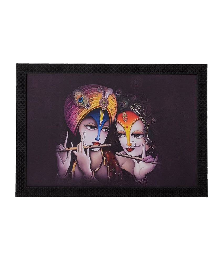     			eCraftIndia Purple Radha Krishna with Satin Matt Texture and Framed UV Art Print