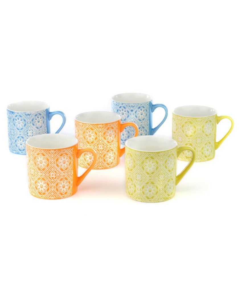 Good Homes Emboss Geometric Floral Wallpaper Design Tea & Coffee Mugs - Set  Of 6: Buy Online at Best Price in India - Snapdeal