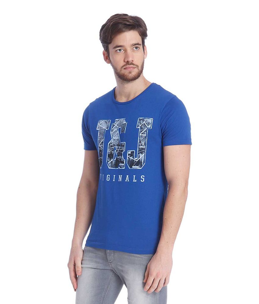 Jack & Jones Blue Cotton Half Sleeves Men's T-Shirt - Buy Jack & Jones ...