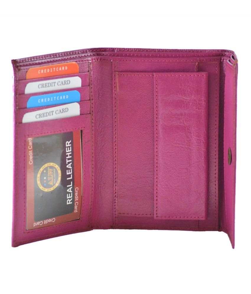 Buy Modish Pink Genuine Leather Tri-Fold Regular Wallet at Best Prices ...