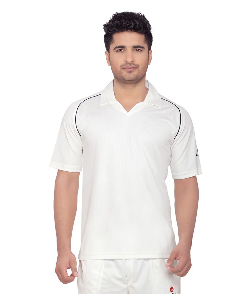     			Omtex Half Sleeves Cricket Wear White T-Shirt