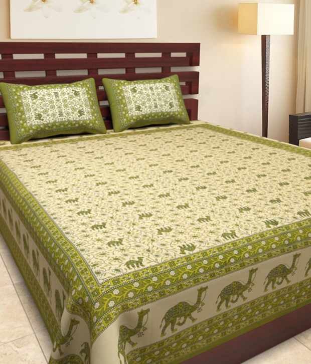     			UniqChoice 100% Cotton Jaipuri King Size Double Bed Sheet With 2 Pillow Cover