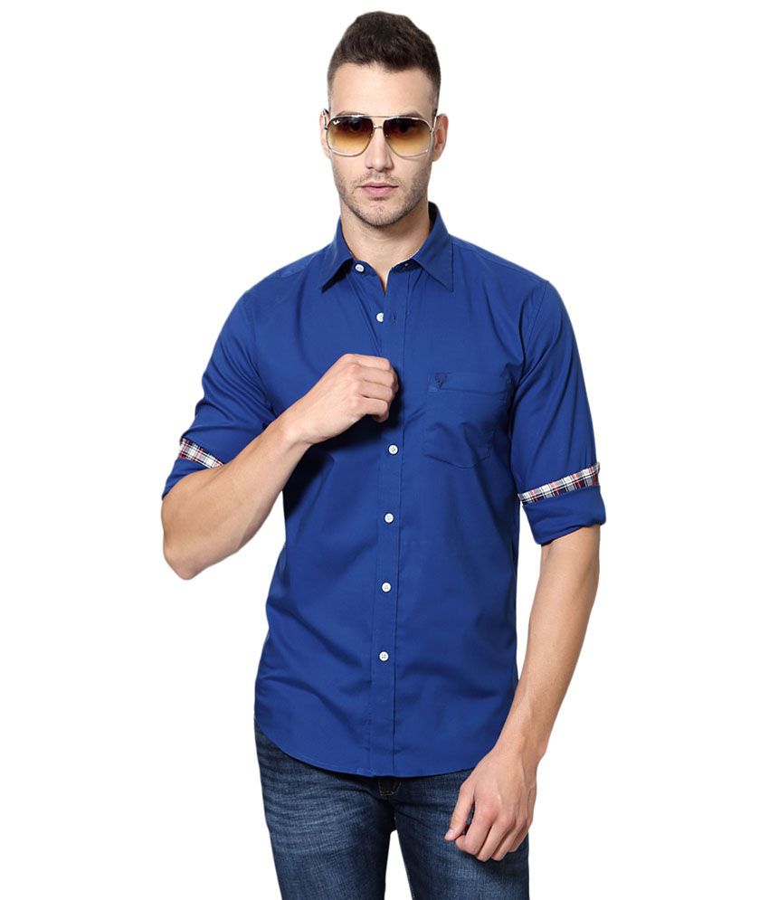 Allen Solly Royal Blue Solid Casual Shirt - Buy Allen Solly Royal Blue ...