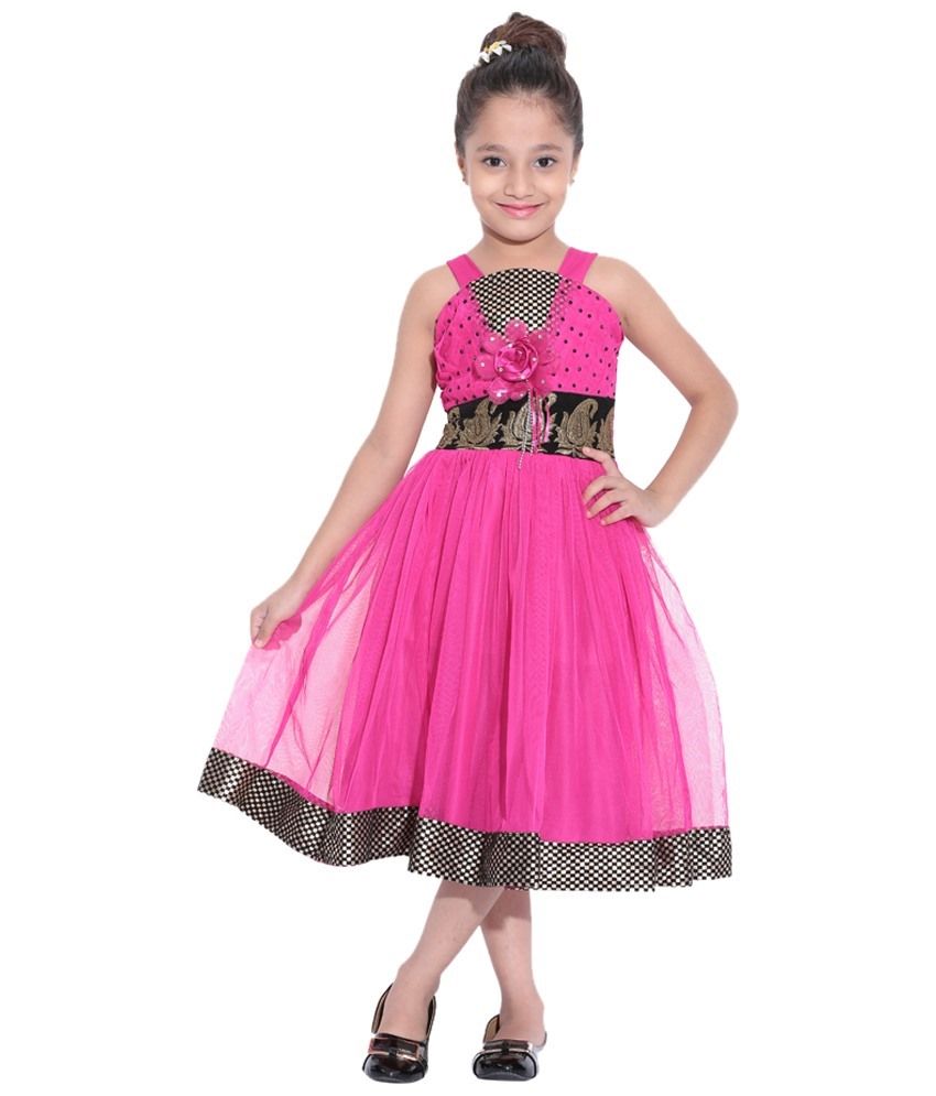 Auraori Pink & Black Net Frock - Buy Auraori Pink & Black Net Frock ...