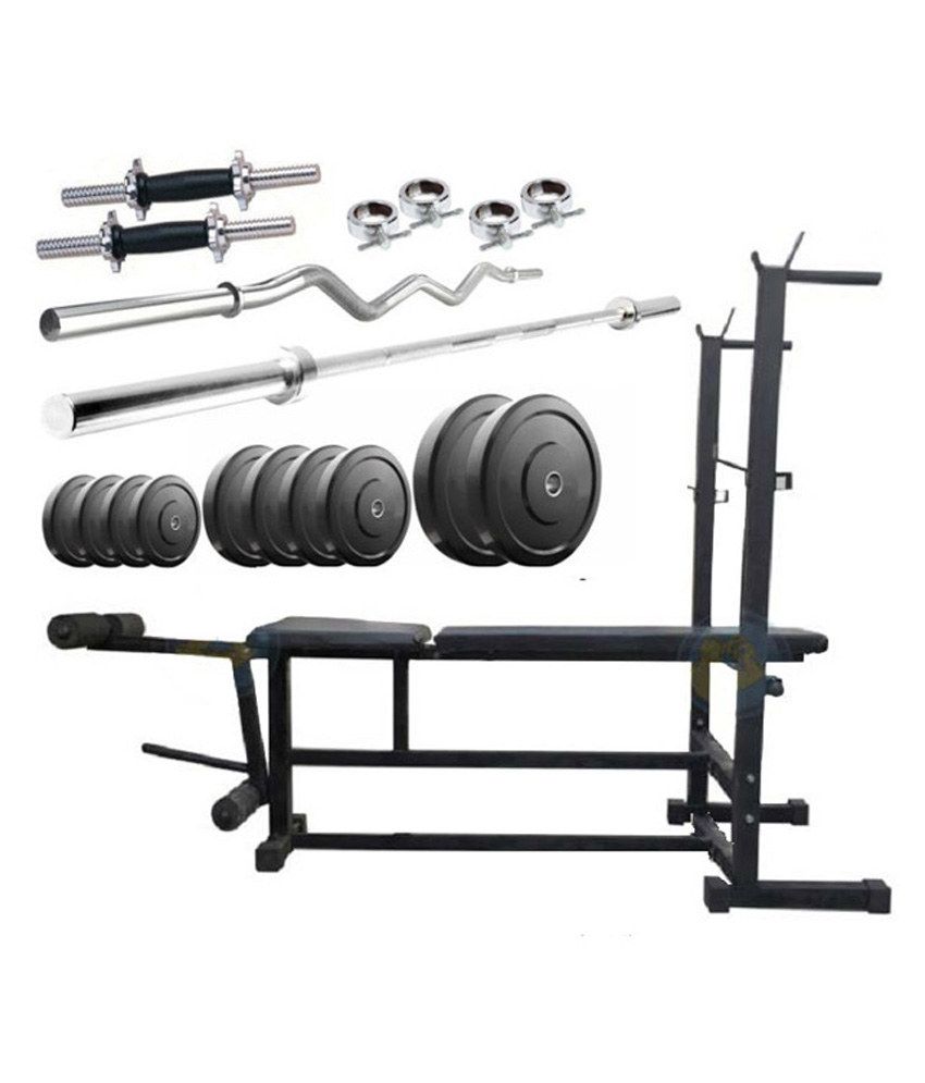Facto Power 6 In 1 Bench Press 60 Kg Rubber Weight Plates