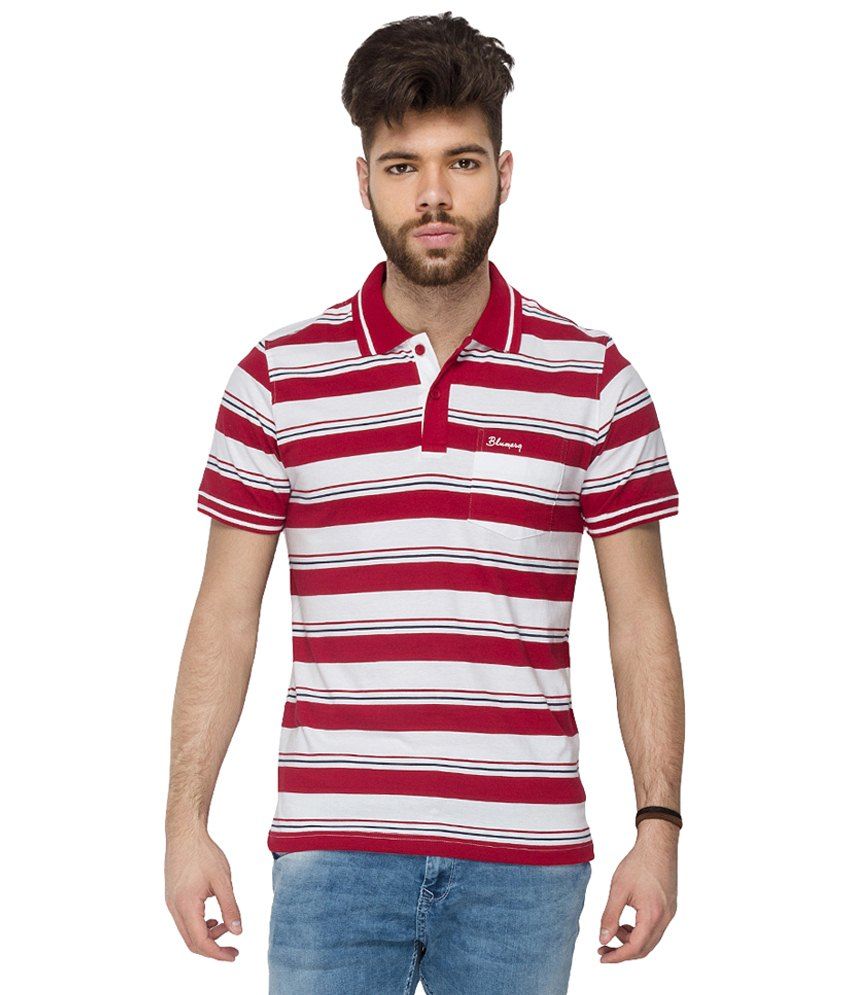 maroon white striped shirt