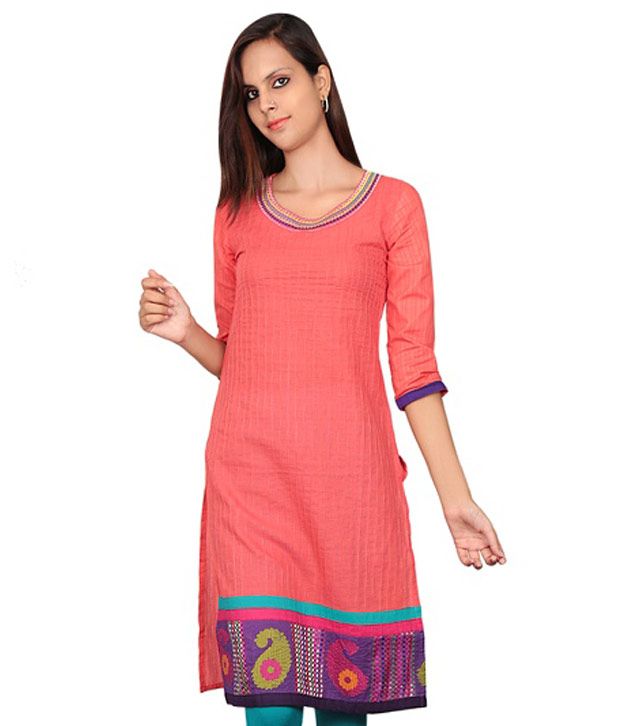 Saffron Threads Pink Cotton Kurti Buy Saffron Threads Pink Cotton
