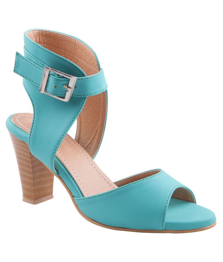 turquoise block heels