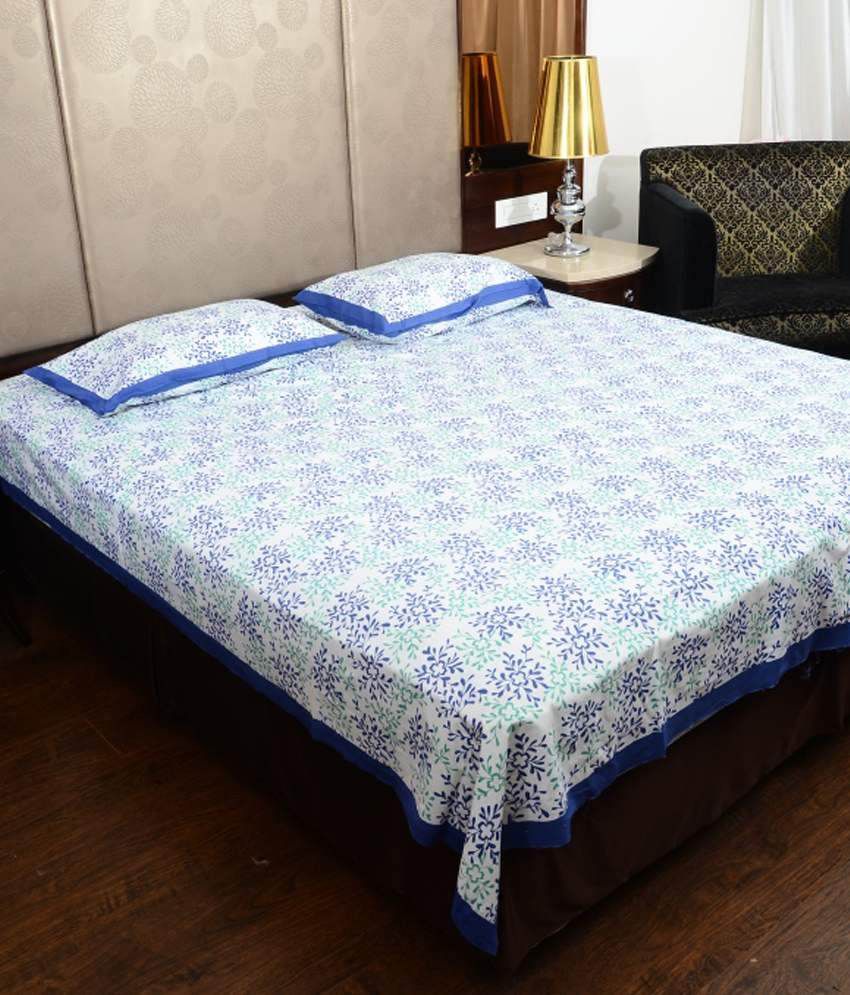     			UniqChoice 100% Cotton Exclusive Jaipuri Print Double Bed Sheet With 2 Pillow Cover