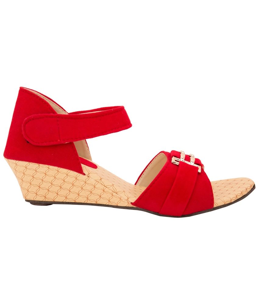 cute red wedge sandals