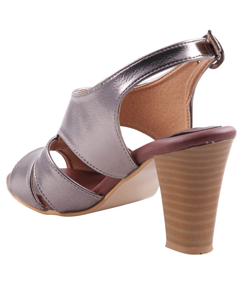 Adorn Silver Block Heel Sandals Price in India- Buy Adorn Silver Block Heel Sandals Online at 
