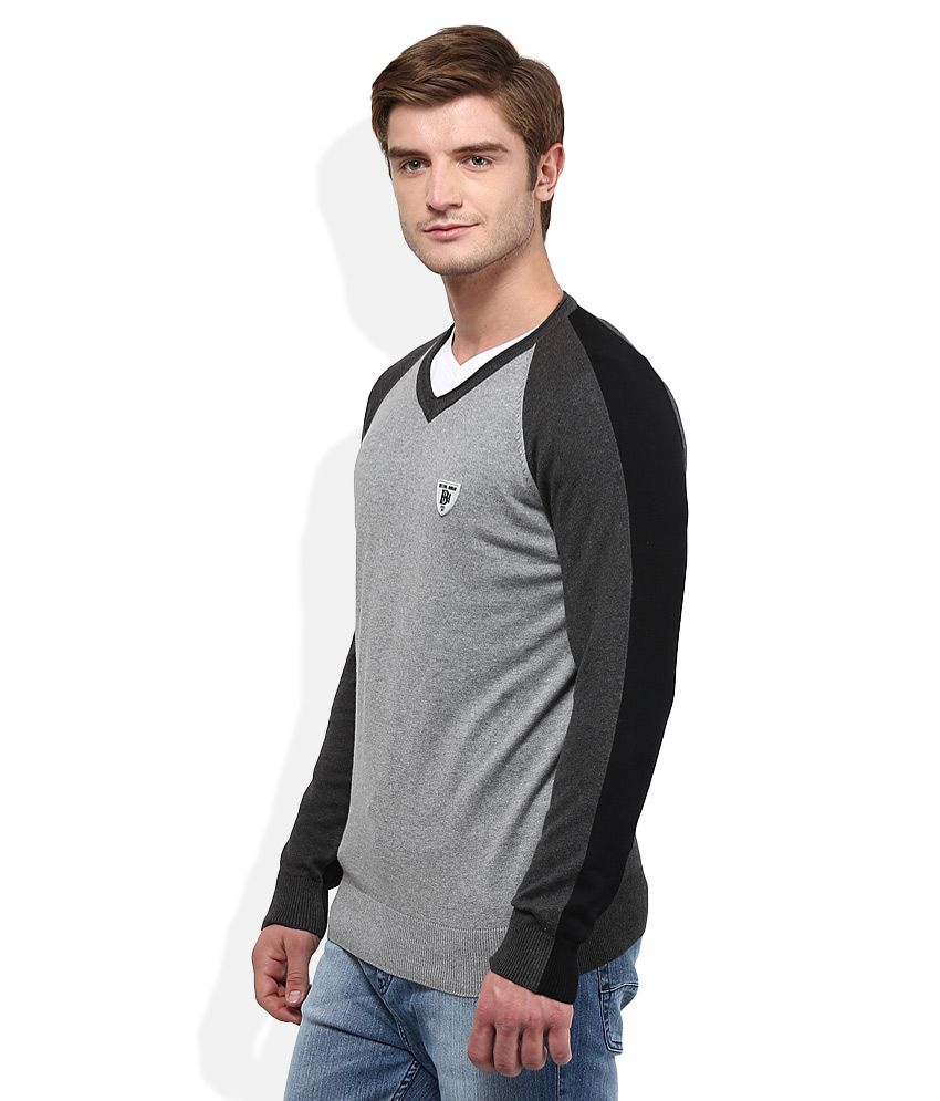 Being Human Grey V-Neck Sweater - Buy 