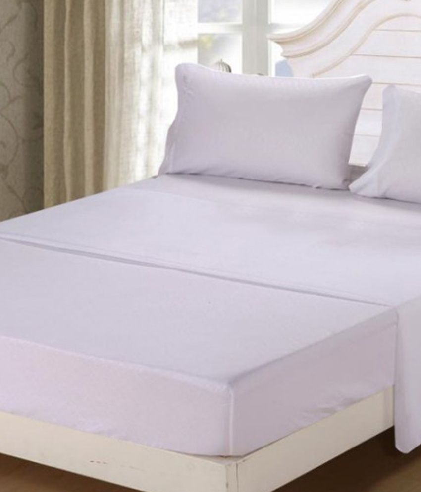 Scala White Plain Cotton Single Bedsheet With Pillow Covers Buy Scala White Plain Cotton