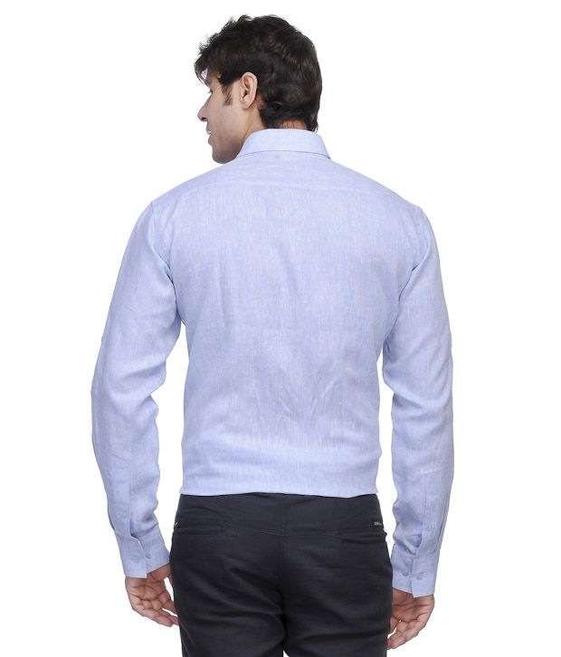 Laven Classic Sky Blue Linen Shirt - Buy Laven Classic Sky Blue Linen ...