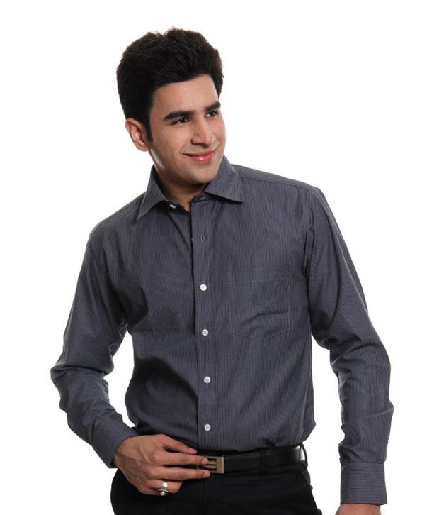 D-Jeans Black-Pin Stripe Polyster Cotton Formal Shirt ...