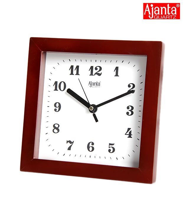 Ajanta Wooden Brown & White Wall Clock Buy Ajanta Wooden Brown & White
