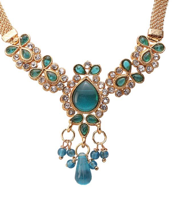 Adhira Traditional Blue Stones & Beads Necklace Set - Buy Adhira ...