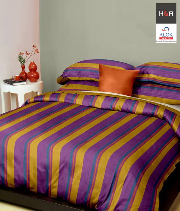 H&A Classy Striped Double Bed Sheet Buy H&A Classy Striped Double Bed