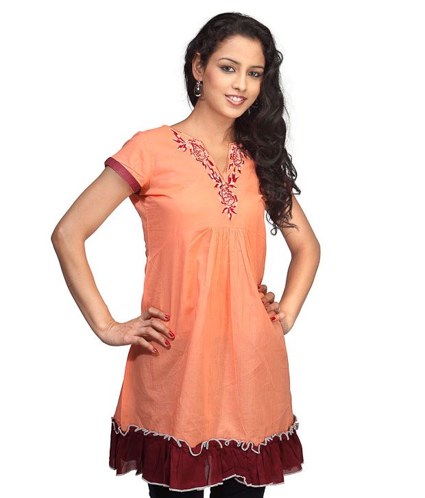 orange kurti design