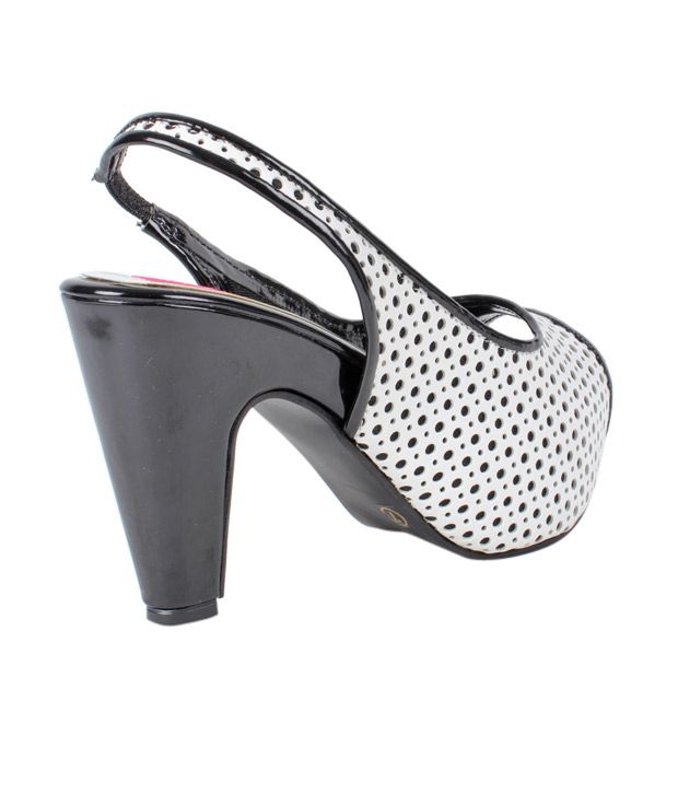 black and white block heel sandals