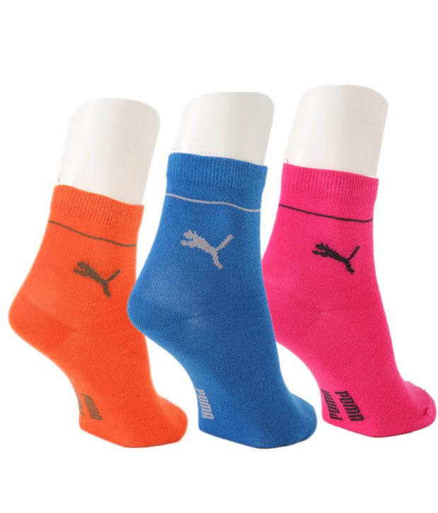 Puma Blue, Orange & Pink Socks - 3 Pair Pack: Buy Online at Low Price ...