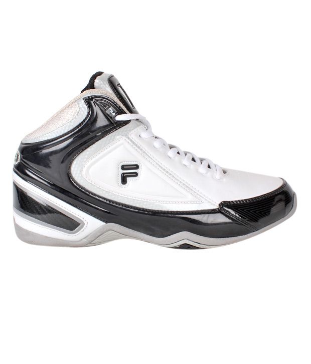 Fila White & Black Mid-Top Basketball Shoes - Buy Fila White & Black