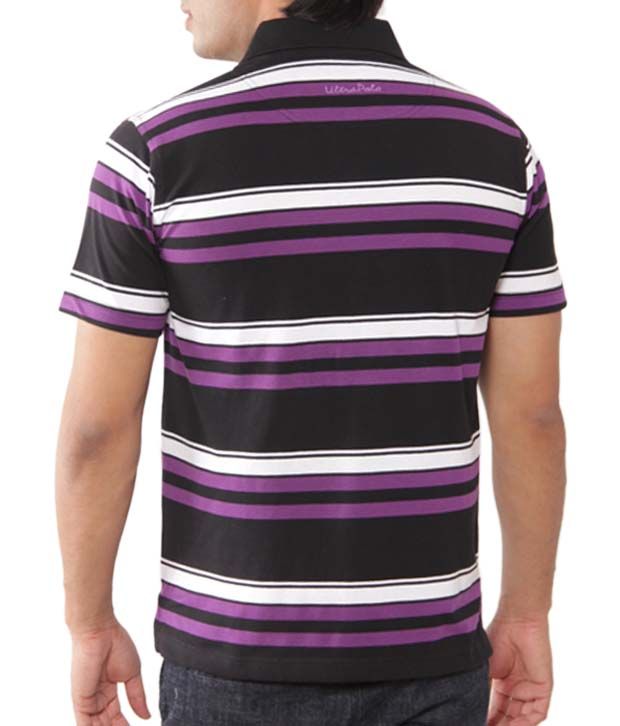 Ultra Polo Black & Purple Striped T-Shirt - Buy Ultra Polo Black 
