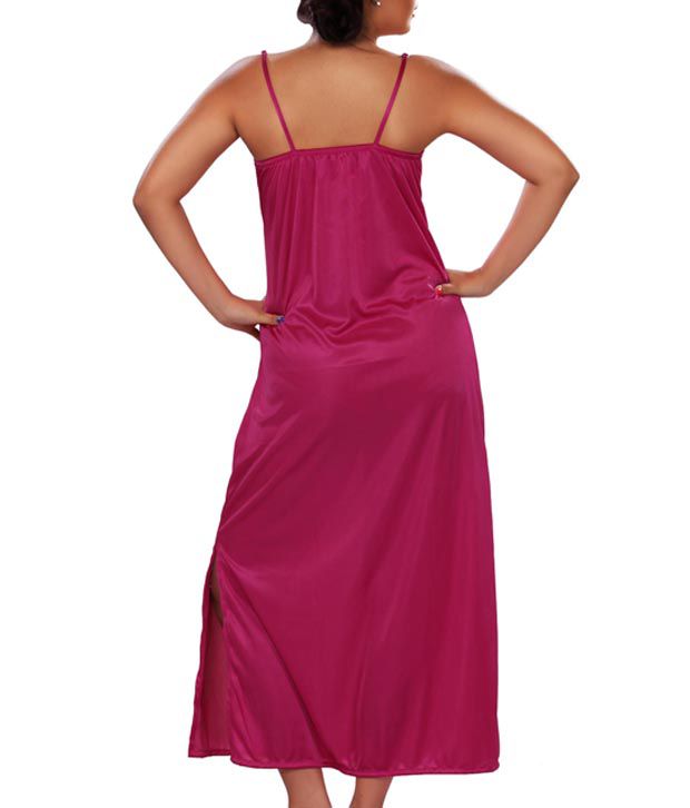 Buy Lucy Secret Pink Satin Nighty And Night Gowns Pack Of 2 Online At Best Prices In India Snapdeal 