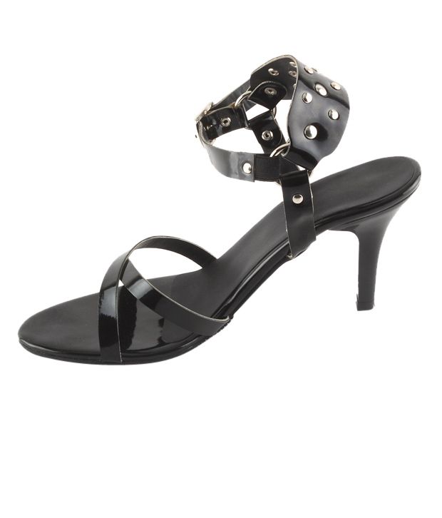 black pencil heel sandals