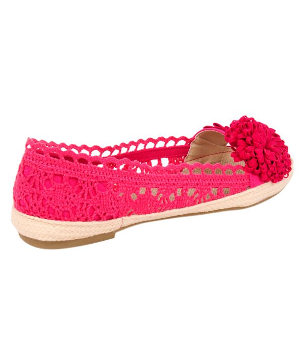 K22 Dark Pink Corsage Peep Toe Ballerina Price in India- Buy K22 Dark Pink Corsage Peep Toe 